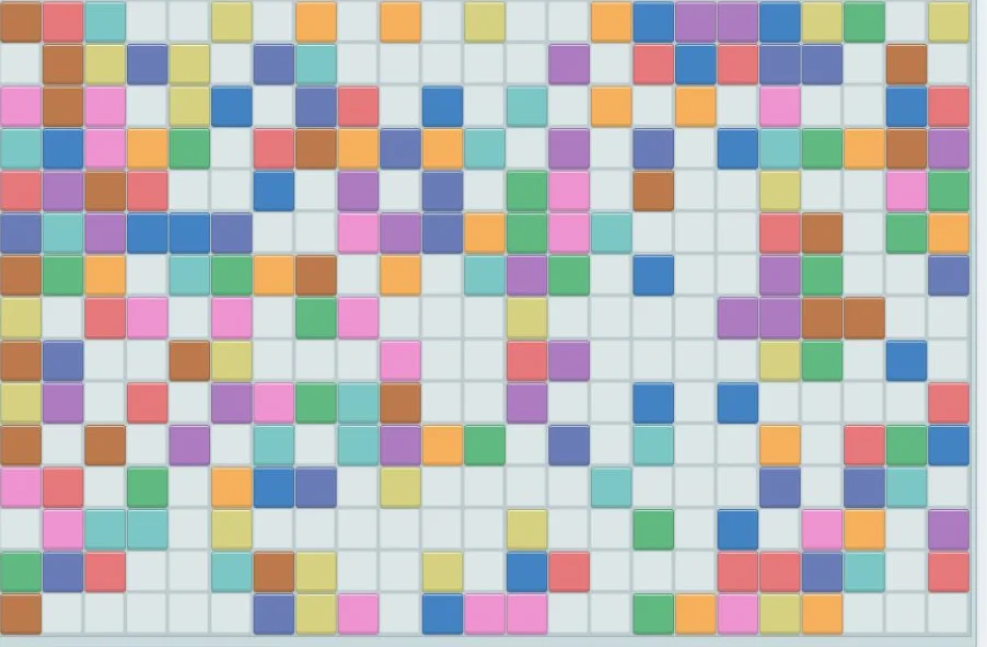 Classic Color Tiles Game 23 by 15 board with colored tiles separated by empty cells